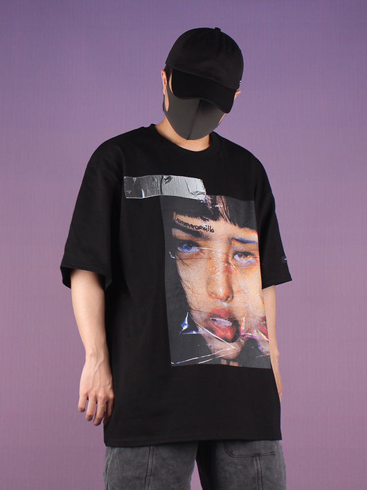 Camiseta Suelta Retro Funeral con Estampado de Retrato - Estilo Trendy de Marca - Image 8