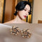 Temperament Net Rojo Earrings Female Earrings 925 Plateado Needle Dorado
