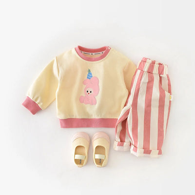 Pantalones Casuales Infantiles de Cintura Alta con Rayas de Primavera - Image 6