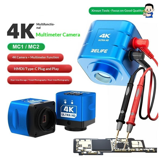 Cámara Microscópica Industrial 4K Multifunción con Multímetro Integrado