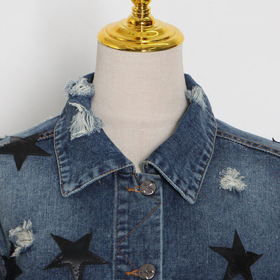 Chaqueta Denim Desgarrada con Solapa Estrella para Mujer - Image 8
