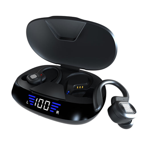 Auricular Bluetooth Binaural con Gancho para Oreja y Control Táctil LED