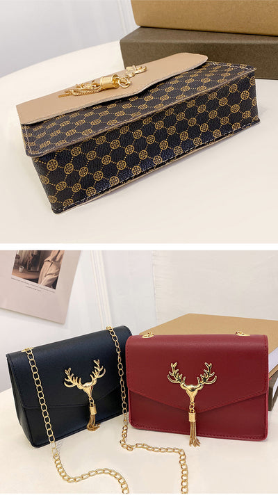 Bolso Crossbody Cuadrado Pequeño con Cadena y Detalle de Borla - Diseño Bicolor Elegante - Image 31