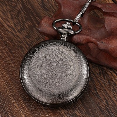 Reloj de Bolsillo Grande Estilo Vintage con Patrón de Escudo Dorado y Movimiento Cuarzo - Image 15
