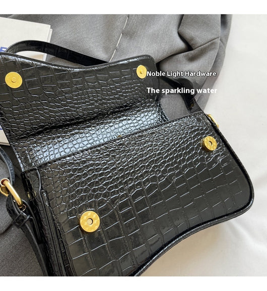 Bolso de Hombro Mujer Cuero PU Patrón Piedra con Hebilla Metálica - Image 13
