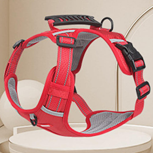 Orange no-pull dog harness with reflective strips, adjustable buckles, and a top handle for training and outdoor use. - Image 26