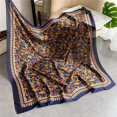 Pañuelo Cuadrado de Satén Estampado Cashew para Mujer - Image 13