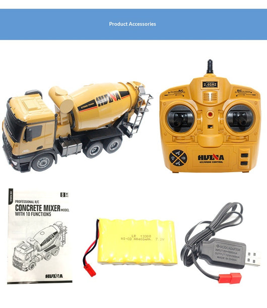 Camión Hormigonera de Aleación Ligera con Control Remoto de Audio y Luz para Niños - Image 10