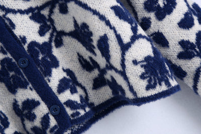 Suéter Tejido con Estampado Floral Estilo Europeo para Mujer - Image 12
