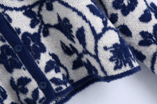 Suéter Tejido con Estampado Floral Estilo Europeo para Mujer - Image 12