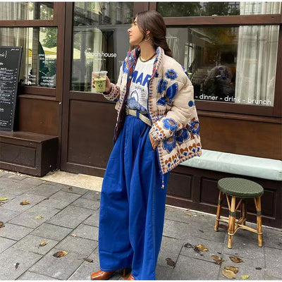 Chaqueta Acolchada de Algodón con Estampado Geométrico para Mujer - Image 8