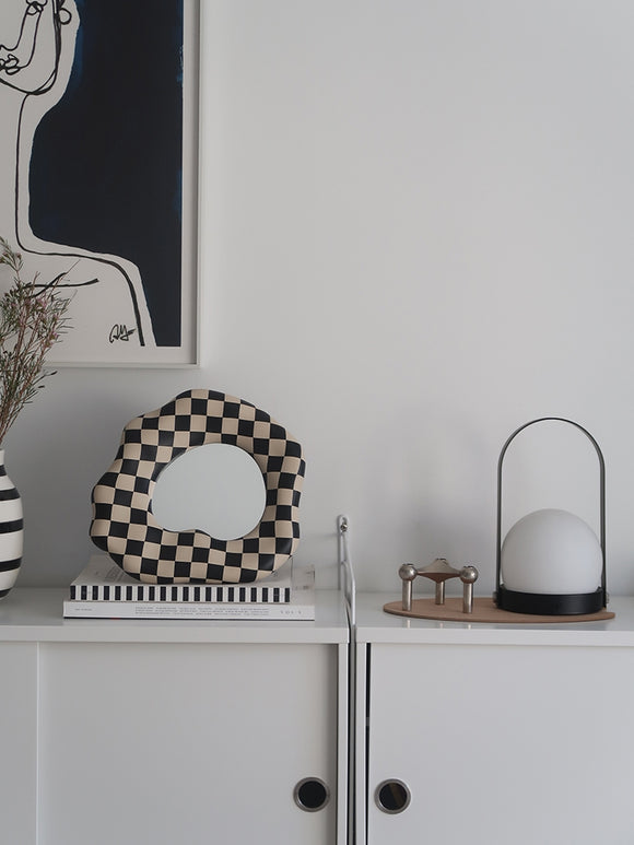 Espejo Decorativo Ajedrezado para Maquillaje y Decoración del Hogar