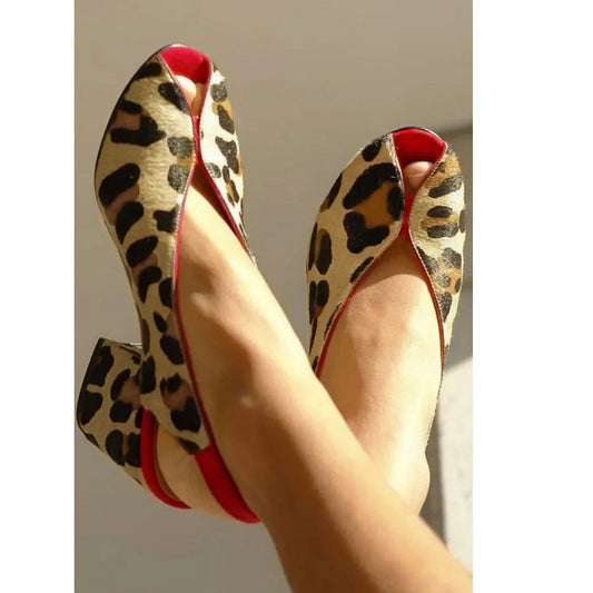 Sandalias de Tacón Grueso Estampado Cebra para Mujer - Punta Abierta Talla Grande - Image 2