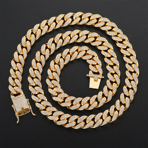 Cadena Cubana Hip Hop de Doble Fila con Diamantes Completos 12mm para Hombre - Image 10