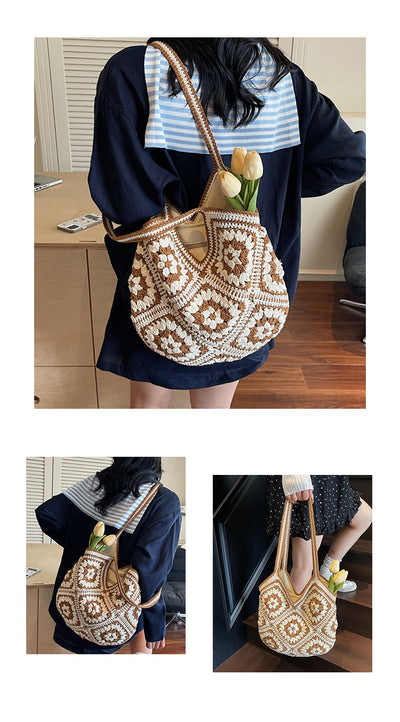 Bolso Tote Tejido a Mano Estilo Étnico Retro de Gran Capacidad - Image 7