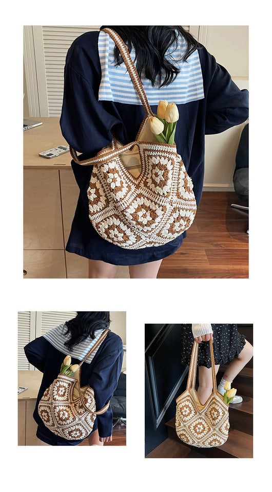 Bolso Tote Tejido a Mano Estilo Étnico Retro de Gran Capacidad - Image 7