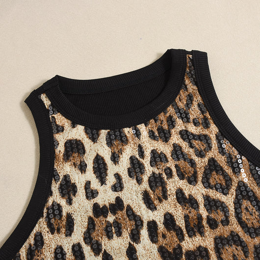 Chaleco Cropped sin Mangas con Lentejuelas y Estampado Leopardo - Image 39