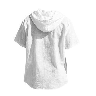 Camisa Suelta con Capucha y Manga Corta para Hombre - Image 49