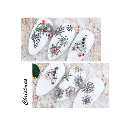 Set de Stickers para Uñas con Flores de Encaje Blanco y Negro - Image 31