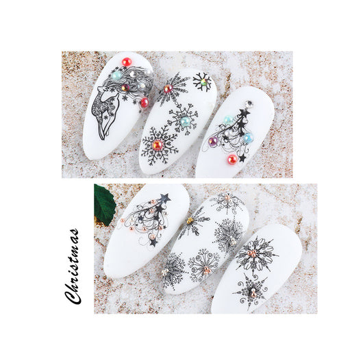 Set de Stickers para Uñas con Flores de Encaje Blanco y Negro - Image 31