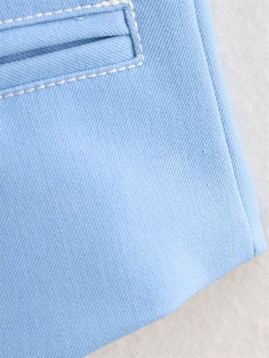 Chaleco Denim Elástico de Color Liso sin Mangas - Versátil y Moderno - Image 17