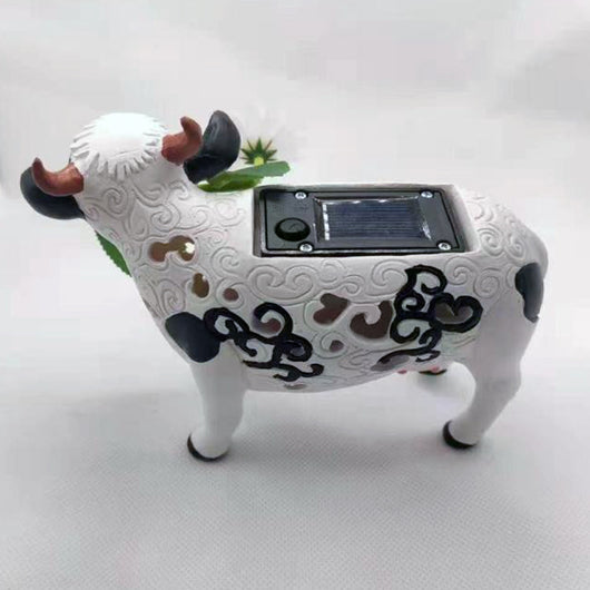 Lámpara Solar Decorativa Vaca Margarita - Adorno de Resina para Jardín - Image 4
