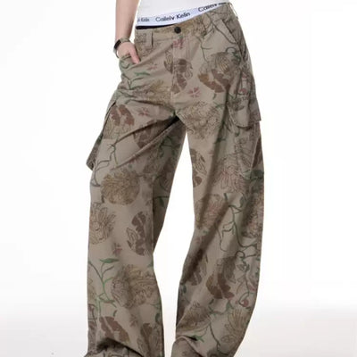 Pantalones Casuales Estilo Hot Girl con Estampado Floral y Bolsillos Grandes - Image 4