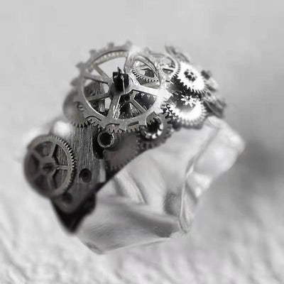 Anillo de Precisión Mecánica con Esfera Plateada - Image 5