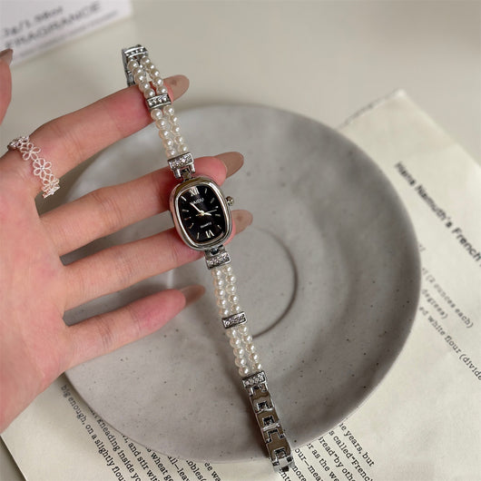 Reloj de Moda con Perla - Diseño Ovalado Minimalista para Mujer - Image 10