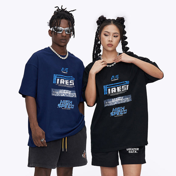 Camiseta Retro Estampada Manga Corta para Hombre