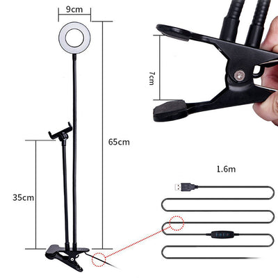 Aro de Luz LED para Selfies con Soporte Ajustable - Iluminación Profesional 8cm - Image 9
