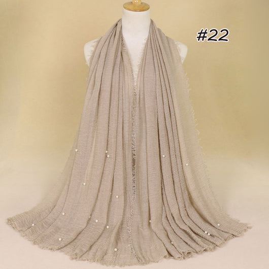 Bufanda de Algodón y Lino Arrugada Monocromática - Image 25