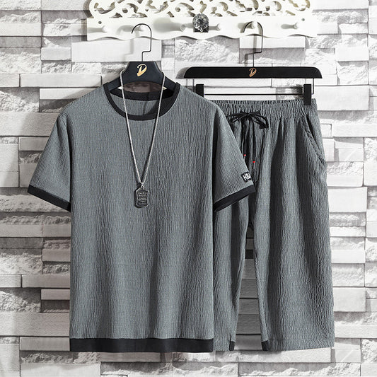 Conjunto de Camiseta Ice Silk para Hombre - Estilo Casual Holgado
