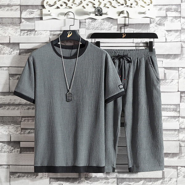 Conjunto de Camiseta Ice Silk para Hombre - Estilo Casual Holgado