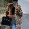 Abrigo de Piel Sintética Estampado Leopardo para Mujer