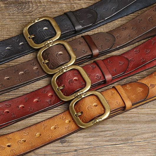 Cinturón de Cuero Estilo Coreano con Patrón Exclusivo para Hombre - Image 4