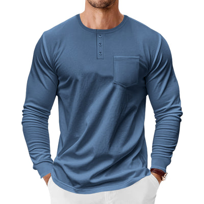 Camiseta Henley de Manga Larga para Hombre - Primavera y Otoño - Image 3