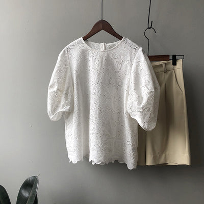Blusa Coreana con Mangas Abullonadas Estilo Literario para Mujer - Image 7