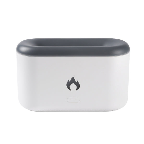 Dark gray rectangular ultrasonic aroma diffuser with rounded corners and a flame icon on the front, featuring an open top. - Image 3