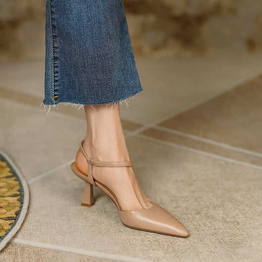 Sandalias Stiletto Punta Aguda con Hebilla de Cuero para Mujer - Image 22