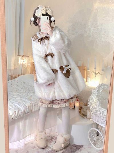 Chaqueta JK Lolita Soft Girl con Oso Floral - Abrigo Invierno Largo - Image 9