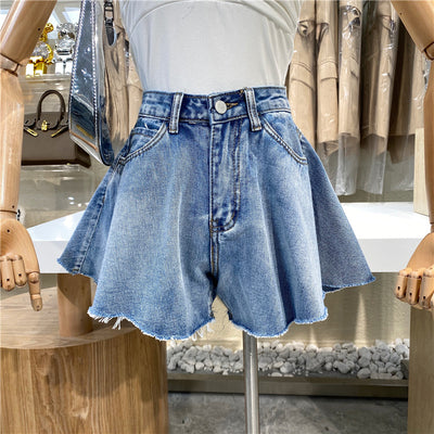 Shorts de Mezclilla Recta Cintura Alta Casual Sueltos para Estudiantes - Image 2