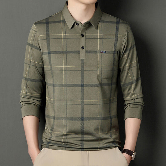Polo Casual de Rayas Manga Larga para Hombre - Otoño - Image 4