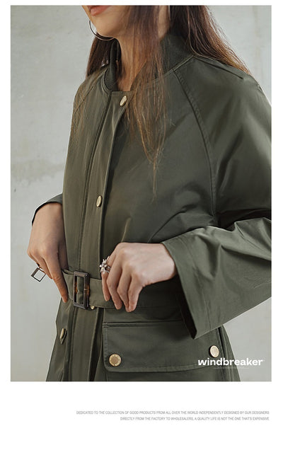 Abrigo Trench Oversize Verde Oliva con Bolsillos - Image 11
