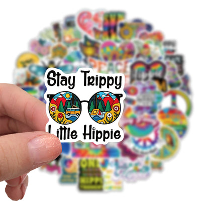 50 Pegatinas Hippie Retro Personalizables para Decoración - Image 8
