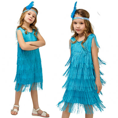 Vestido de Danza Latina Infantil Retro con Flecos para Presentaciones - Image 11
