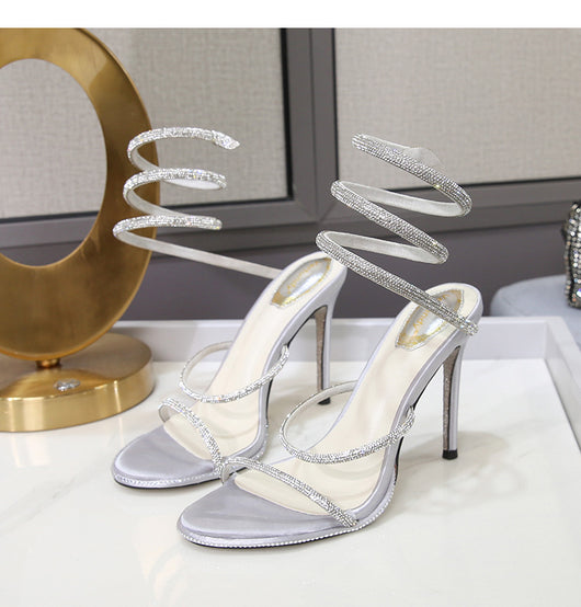 Sandalias Stiletto con Tiras al Tobillo y Cristales Brillantes para Mujer - Image 23
