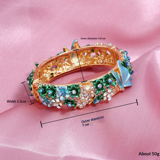 Brazalete Abierto con Mariposas y Flores Pintadas - Image 6