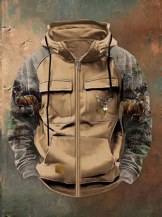 Sudadera Cargo para Hombre con Capucha, Múltiples Bolsillos y Diseño Bicolor - Image 6