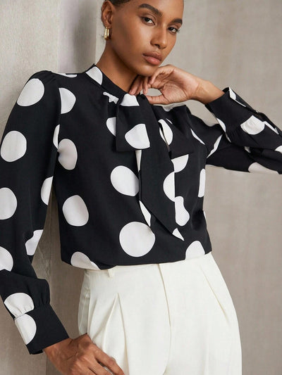 Blusa Retro de Lunares con Manga Larga Versátil - Image 6
